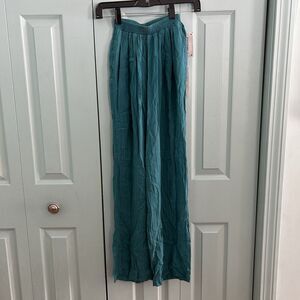 Vintage Amanda Gray Boho Hippie Wide Leg Turquoise Pants XS